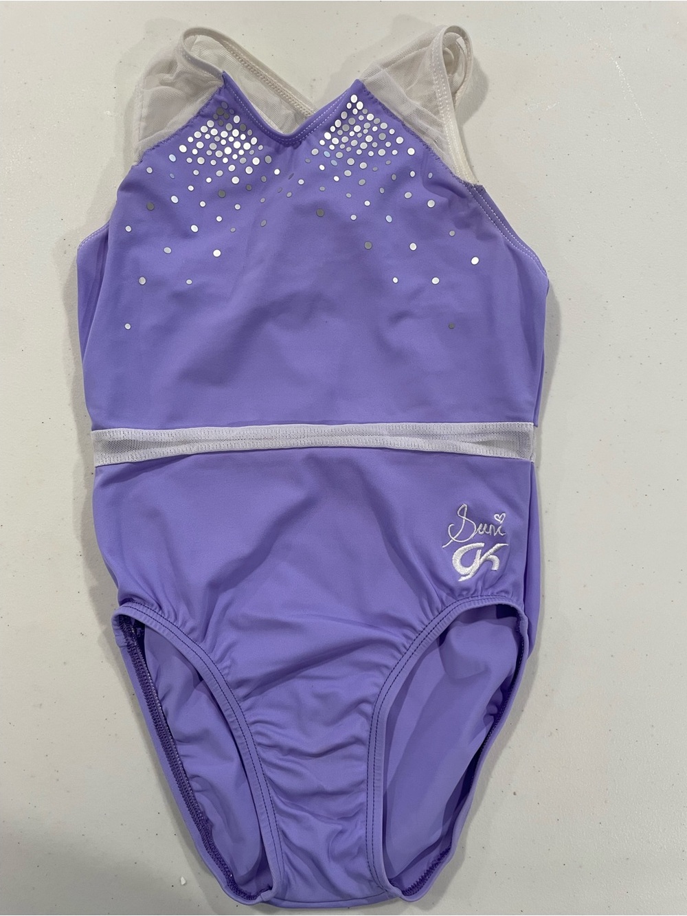 Girls' Purple One-Piece Swim Suit with Silver Accents